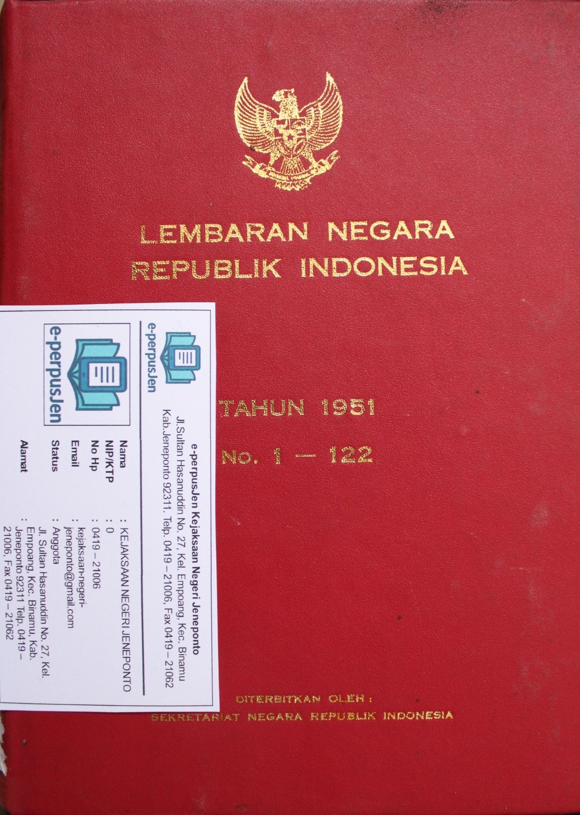 Lembaga Negara RI No Urut 1-122